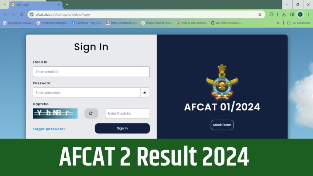 AFCAT 2 Result 2024, Releasing Soon, Check Scorecard, Cutoff Marks, Normalization @afcat.cdac.in