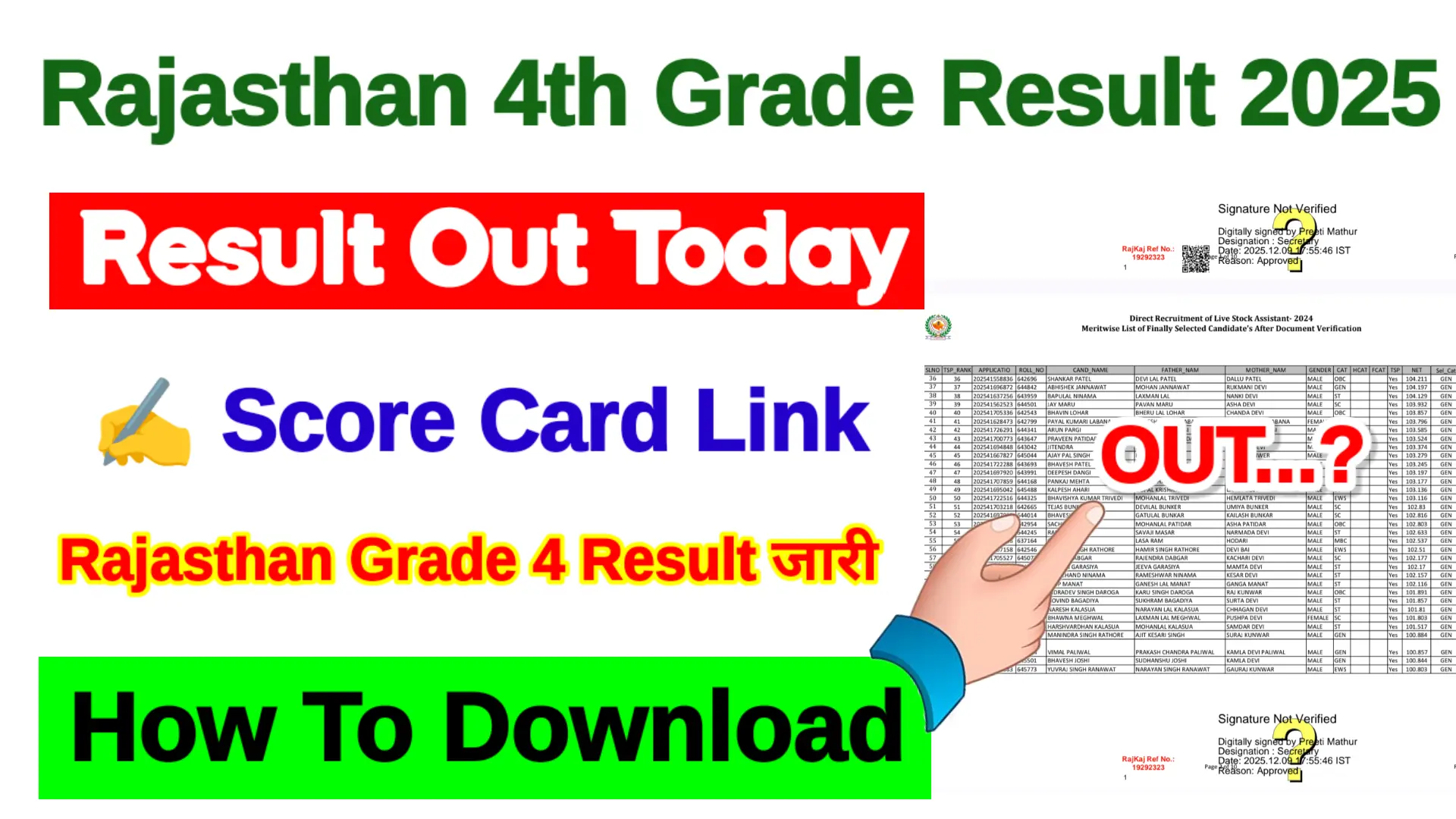 Rajashan 4th Grade Result 2025