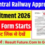 RRC Central Railway Apprentices Recruitment 2026 : Online Form Starts