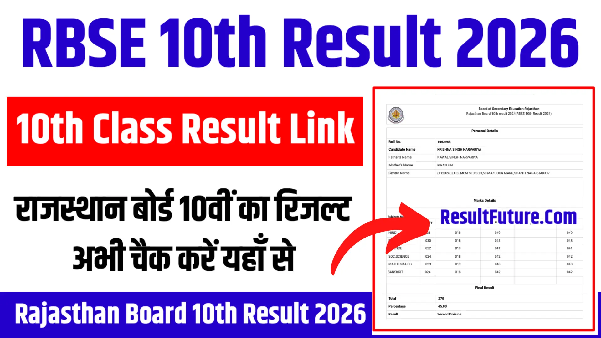 RBSE 10th Result 2026