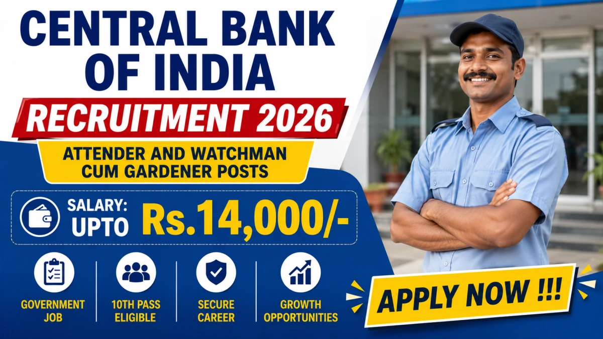 Central Bank Attender and Watchman Vacancy 2026
