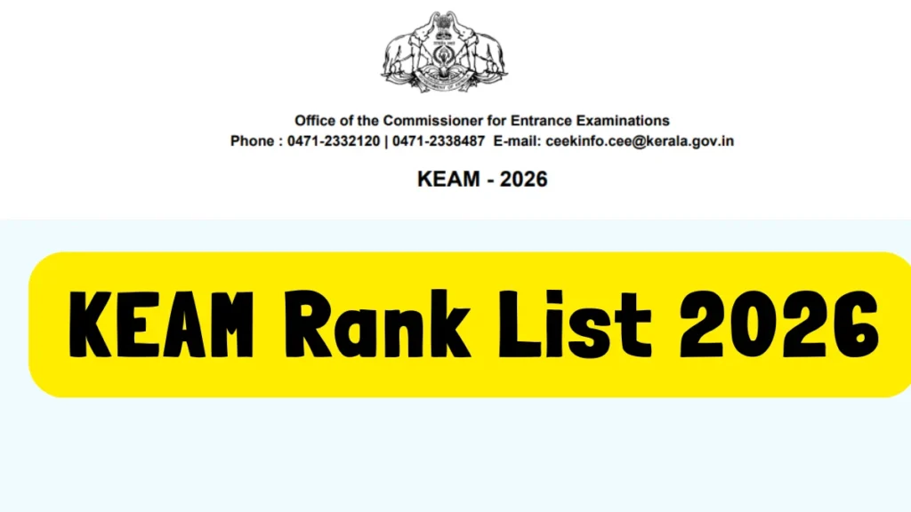 KEAM Rank List 2026