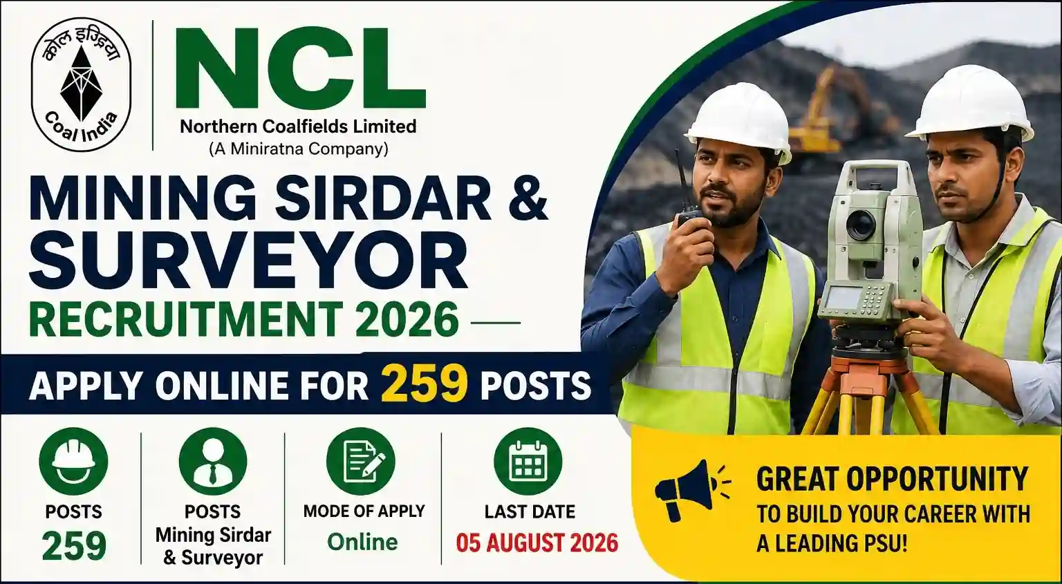 NCL Mining Sirdar Recruitment 2026