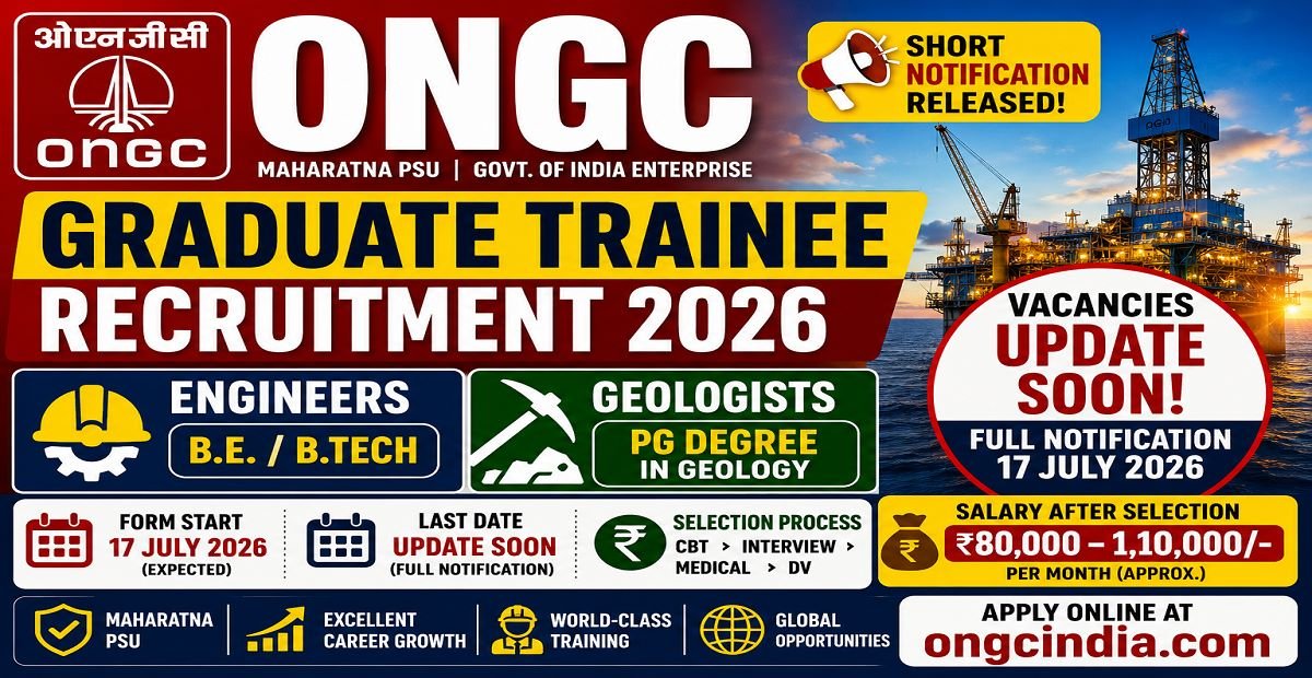 ONGC Graduate Trainee Recruitment 2026