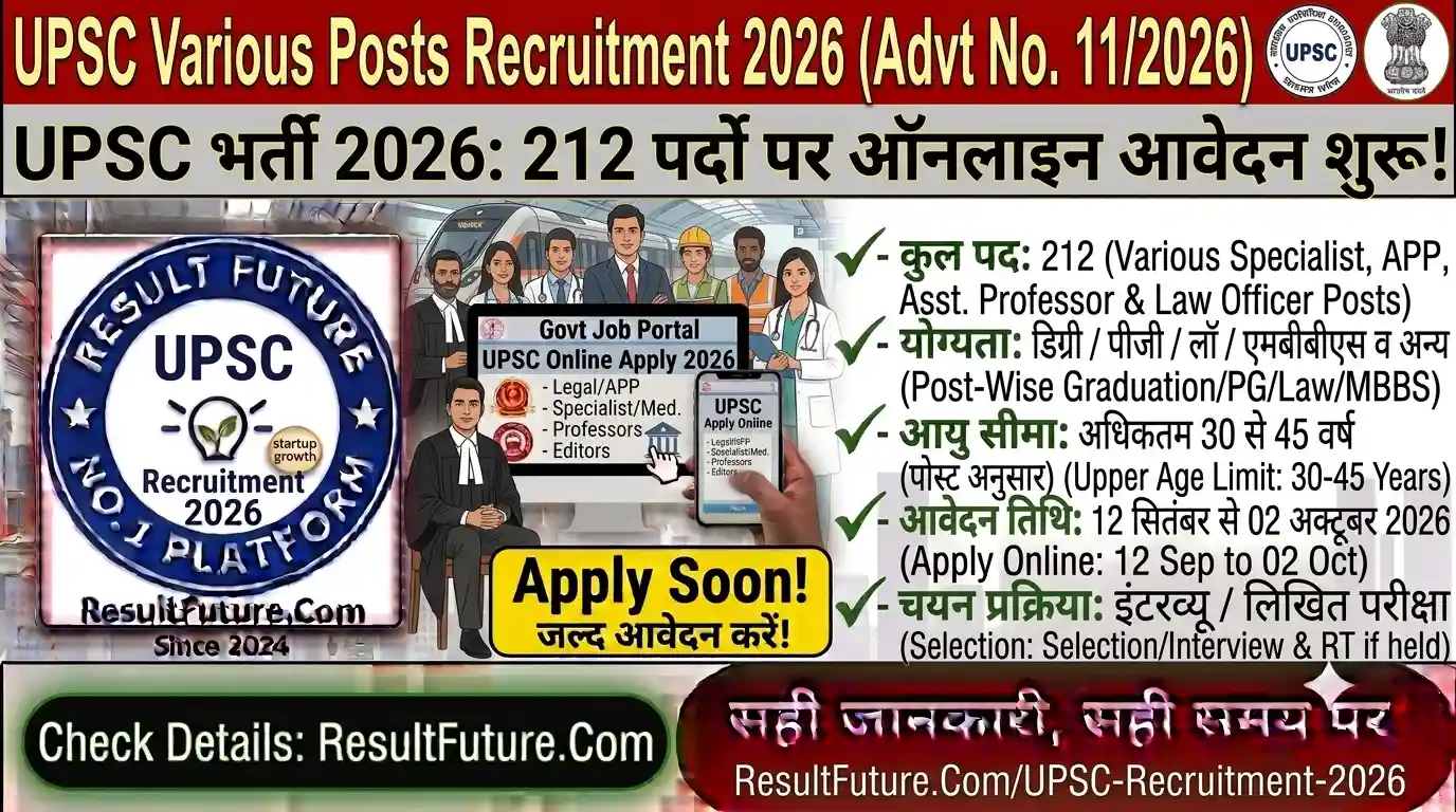 UPSC Recruitment 2026 : नोटिफिकेशन जारी और ऑनलाइन आवेदन शुरू!
