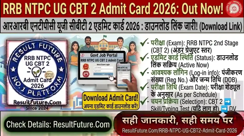 RRB NTPC UG CBT 2 Admit Card 2026 : Download Link Out
