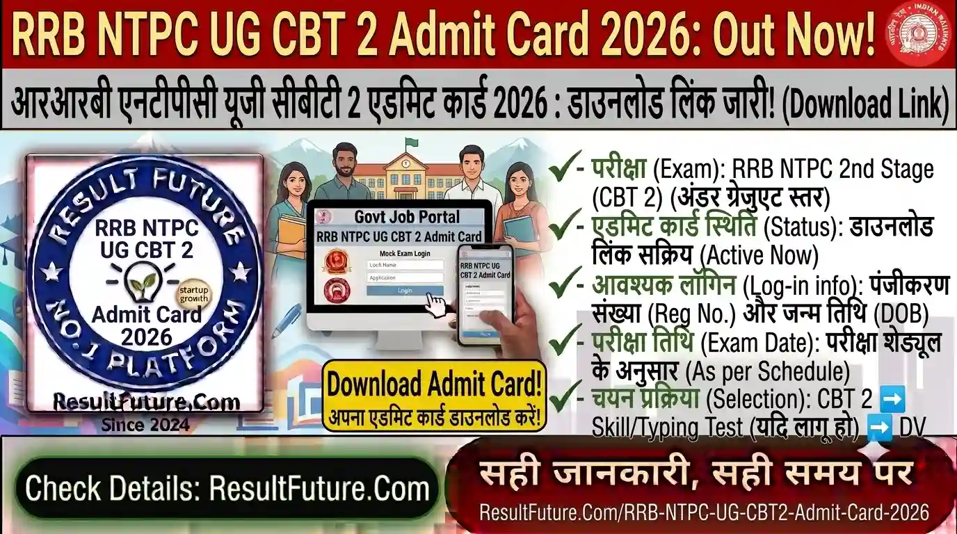 RRB NTPC UG CBT 2 Admit Card 2026 : Download Link Out