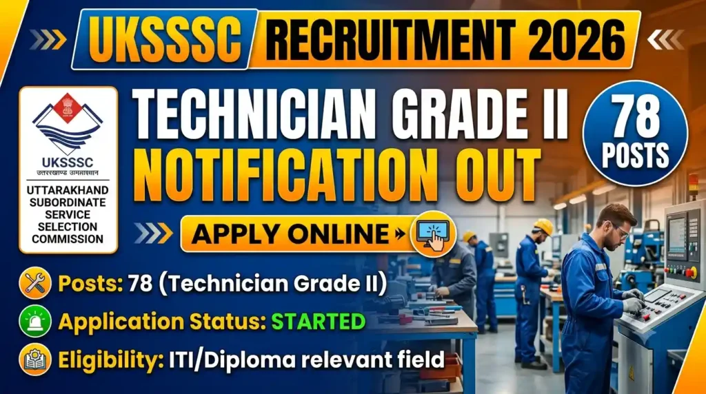 UKSSSC Technician Grade II Recruitment 2026 Notification OUT For 78 Posts, Apply Online