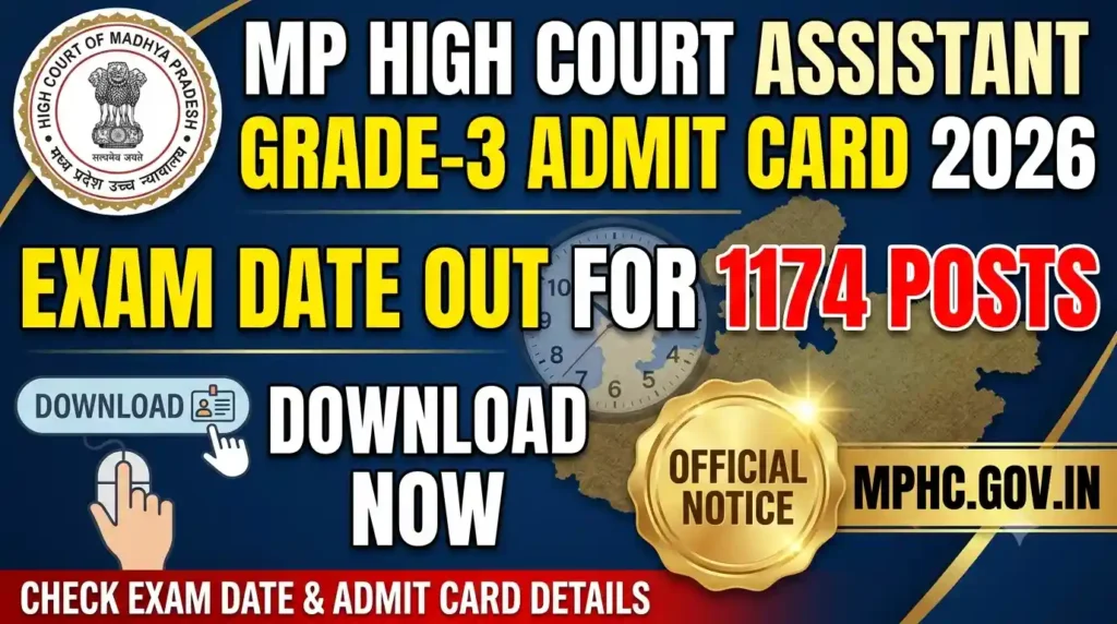 MP High Court Assistant Grade-3 Admit Card 2026 : Exam Date OUT For 1174 Posts