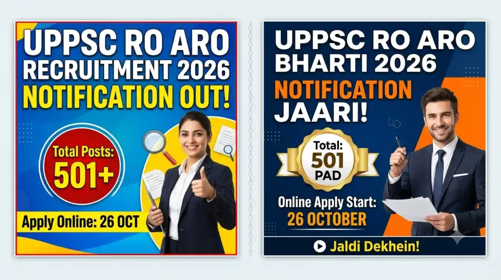 UPPSC RO ARO Recruitment 2026 Notification OUT For 501 Posts; Apply Online From 26 October