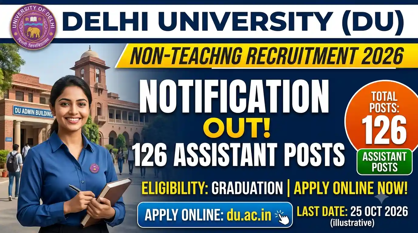 Delhi University (DU) Non-Teaching Recruitment 2026 : Notification For 126 Assistant Posts