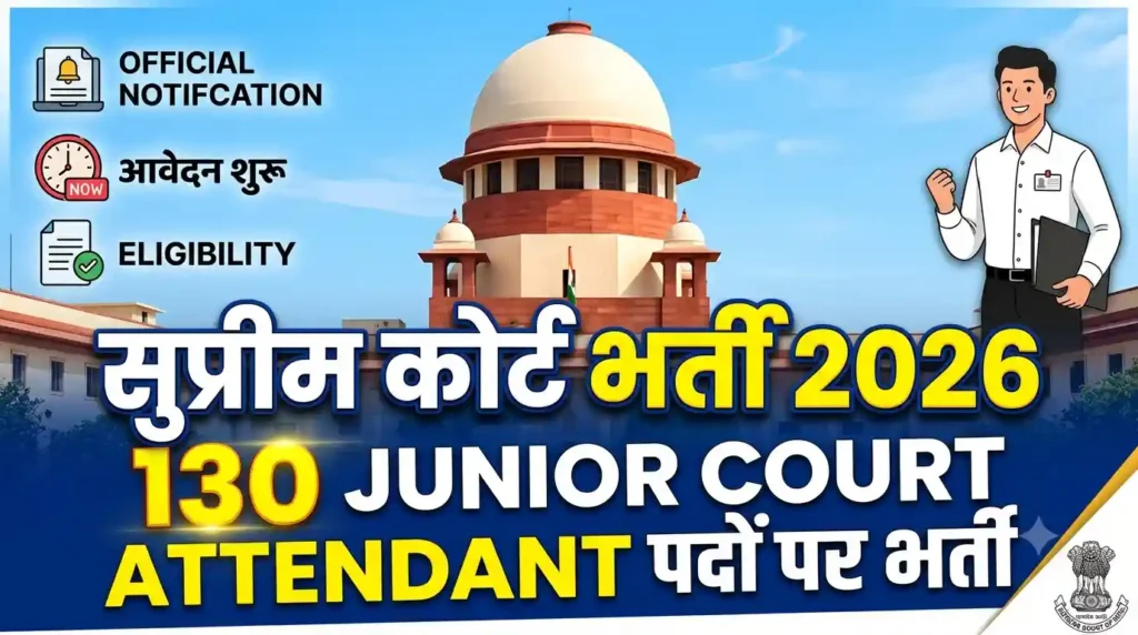 Supreme Court of India Junior Court Attendant Recruitment 2026 : सुप्रीम कोर्ट में 130 पदों पर होगी भर्ती!